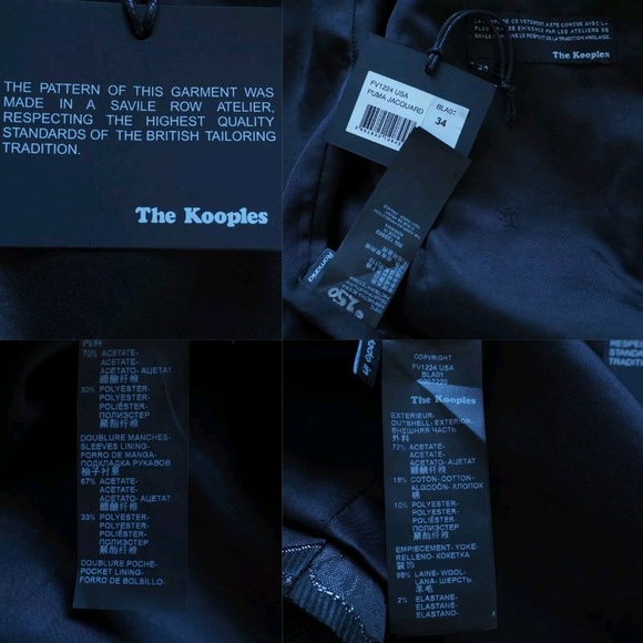 THE KOOPLES Puma Jacquard Blazer Jacket Black/Metallic Puma Print - Picture 8 of 8